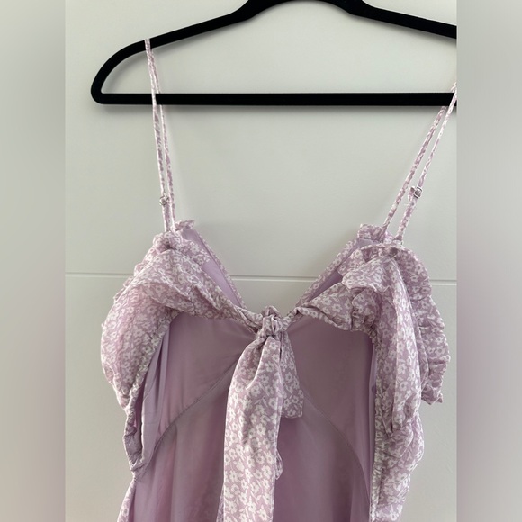 Cotton candy la pink & white tie open back ruffle mini dress formal wedding M - Picture 11 of 12